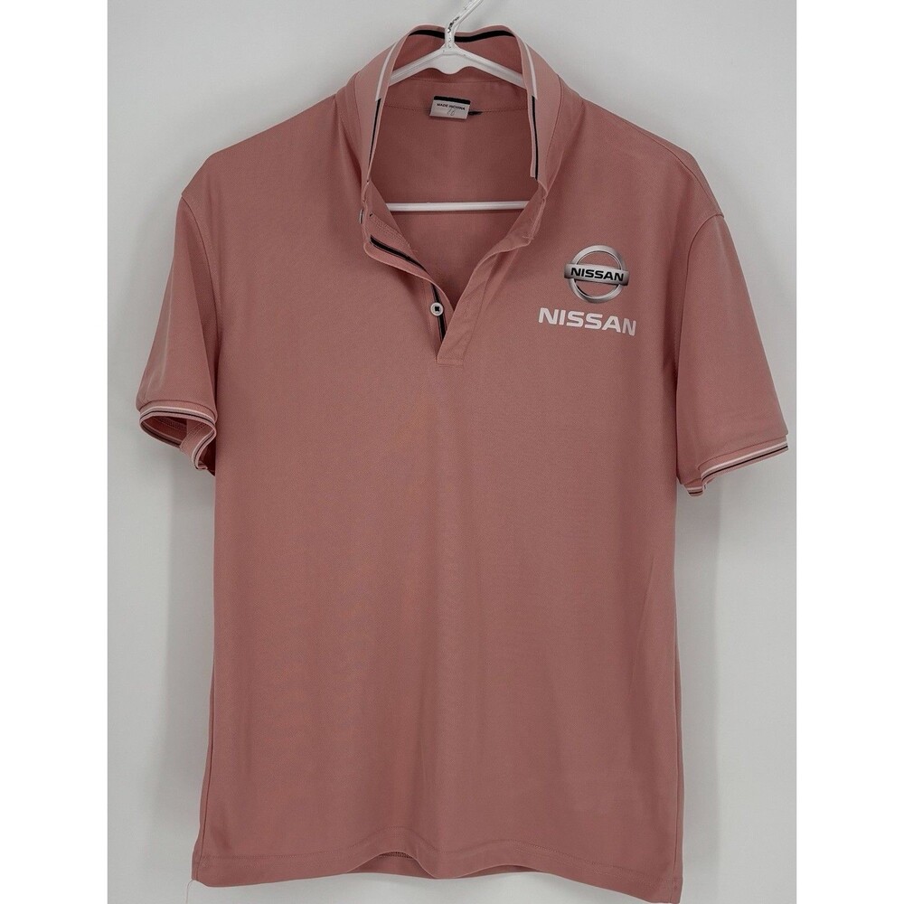 Nissan Pink Polo Shirt Logo Short Sleeve Men’s Women’s Medium/large EUC Unisex